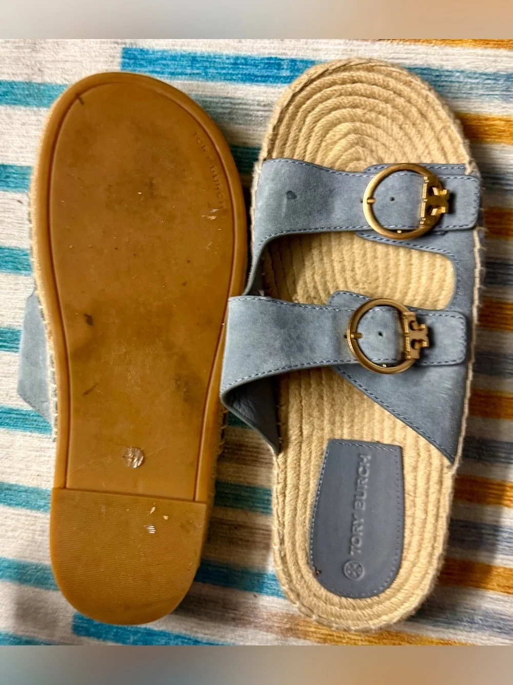 Tory Burch blue espadrille sandals 9